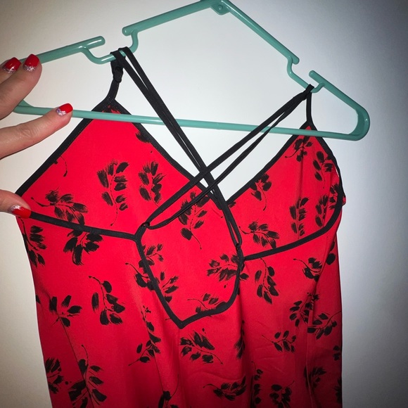 Josie Natori Mantilla Brocade Red Combo Chemise V-neck - Picture 4 of 7